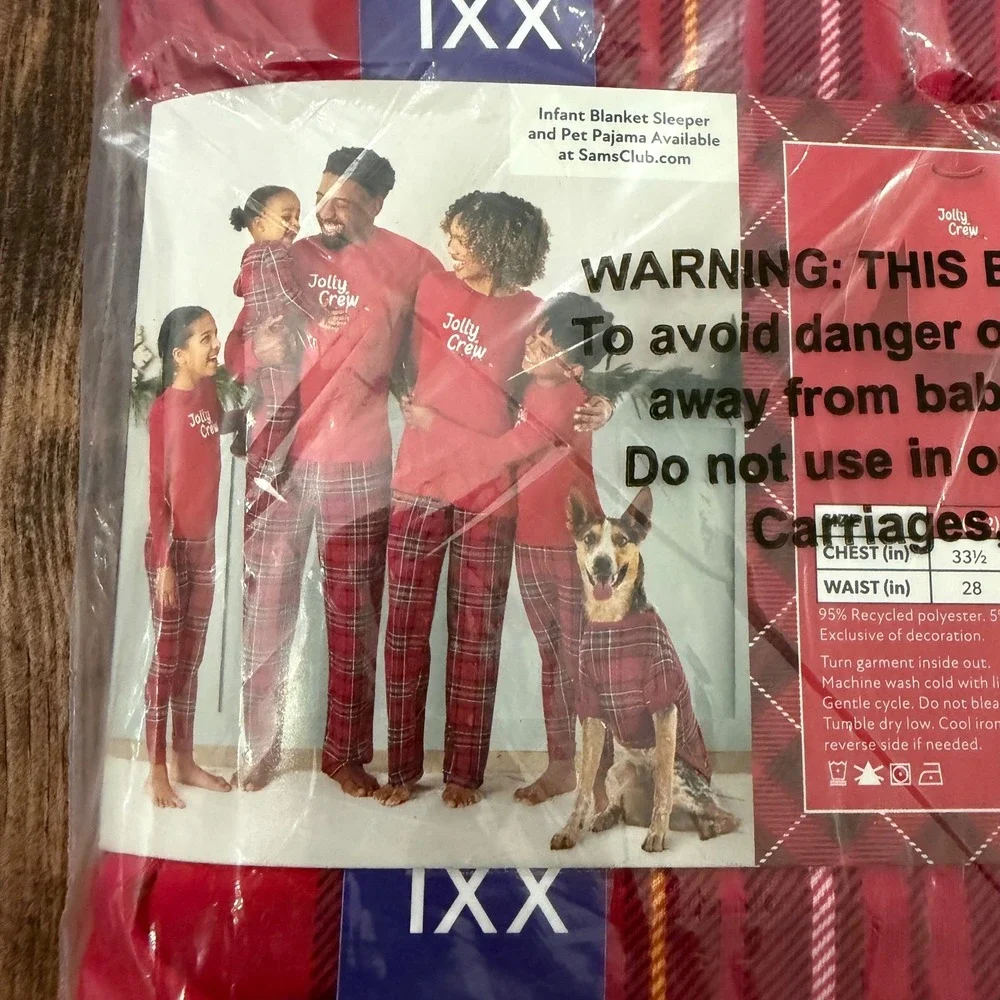 Member's Mark Womens XXL Red Jolly Crew Plaid 2 Piece Pajama Set NEW MM728559